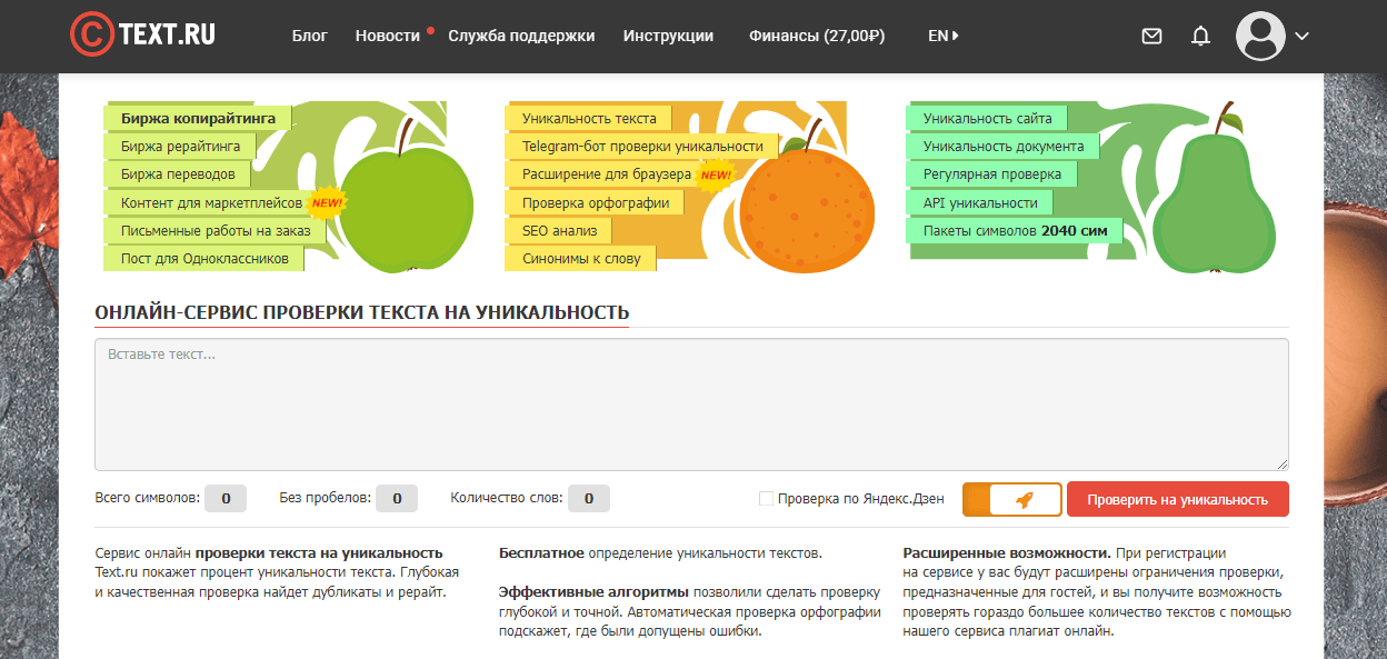 Онлайн-ресурс Text.ru